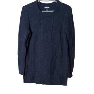 Lands End Pullover Knitted Sweater Chunky Speckled Navy Blue‎ Size S (6-8)